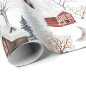 Rustige winter kerstwinter Cabin Gift Cadeaupapier (Rol Hoek)