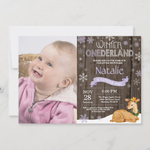 Rustige Winter Onederland Hert 1e Verjaardag Kaart