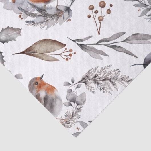 Rustige Winter Sparrow-kerstcadeau Tissuepapier (Detail)