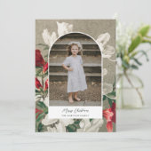  Rustige WinterFlorals Fotokerst Feestdagenkaart (Staand voorkant)