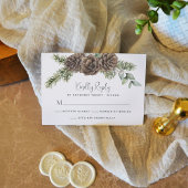 Rustige winterfoliage Pine Cone Wedding RSVP Kaartje
