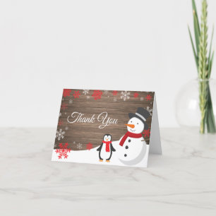 Rustige Winterkerstfeestdag Red Snowflake Bedankkaart