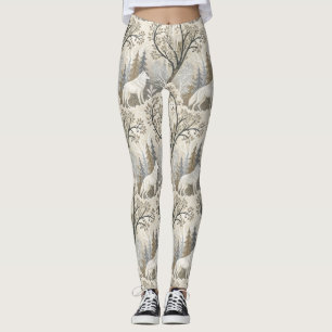 Rustige winterse bosscène met witte wolven leggings
