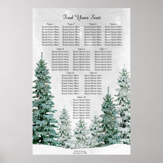 rustige wintersneeuwscène trouwzitje poster (Voorkant)