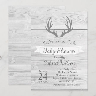 Rustige Witte Barn Gray Wood Antlers Kaart