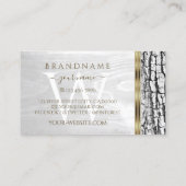 Rustige witte boom Bark Grain Gold Border Monogram Visitekaartje (Achterkant)