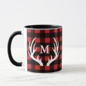 Rustige witte deer Antlers Buffalo Check Pset Mok (Links)
