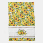 Rustige Witte Gele Zonnebloem Gepersonaliseerd Theedoek (Verticaal)