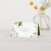 Rustige witte groene Waterverf Floral Gold Wedding (Achterkant)
