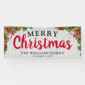 Rustige witte hout en feestelijke pine kerst spandoek (Horizontaal)