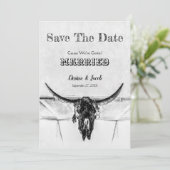Rustige witte zwarte Westerne Koe schedel sparen d Save The Date (Staand voorkant)