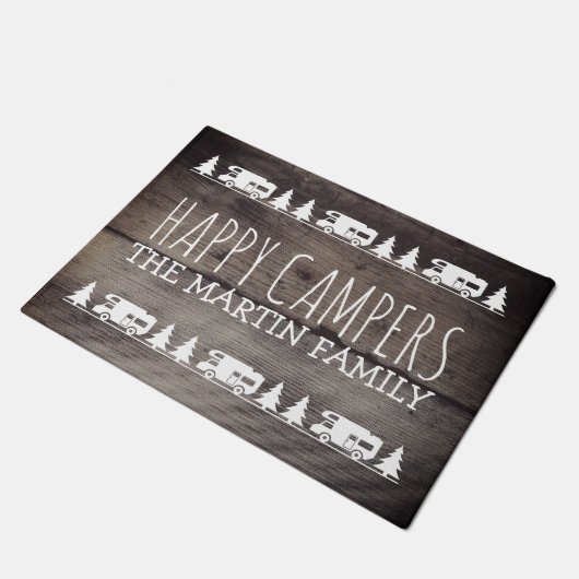 Rustige Wood Aangepaste RV Camping | Happy Campers Deurmat (Schuin)