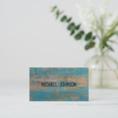 Rustige Wood Blue Peeling Paint Grunge Font Style Visitekaartje (Staand voorkant)