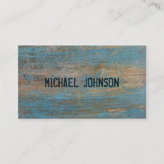 Rustige Wood Blue Peeling Paint Grunge Font Style Visitekaartje (Voorkant)
