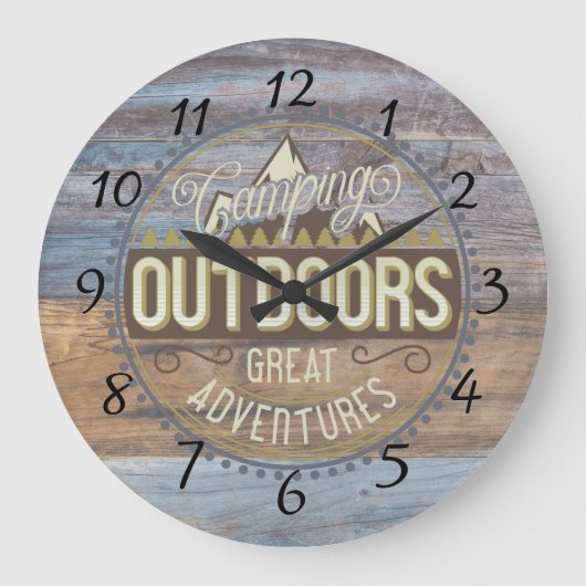 Rustige Wood Camping Home Decor Wall Clock Grote Klok (Voorkant)