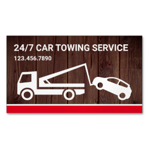 Rustige Wood Car Towing Service Tow Truck Magnetisch Visitekaartje