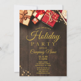 Rustige Wood Corporate Gold Holiday kerstparty Kaart