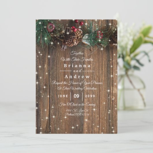 Rustige Wood Country Kerstmis Pine Garland Sparkle (Staand voorkant)