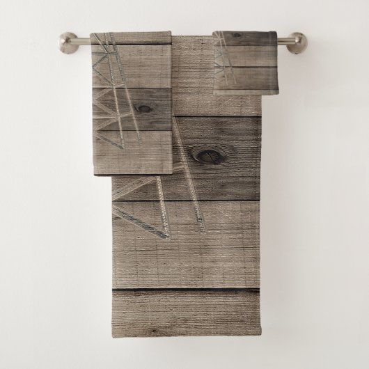 Rustige Wood Country Wind Mill Bad Handdoek (Insitu)
