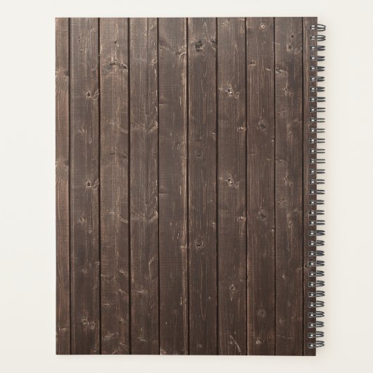 Rustige Wood en kant Floral Chalkboard Country Chi Planner (Achterkant)