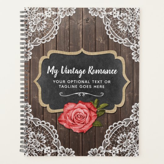 Rustige Wood en kant Floral Chalkboard Country Chi Planner