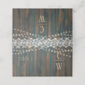 Rustige wood Lace Lights Wedding Table Number Name (Buitenkant ongevouwen)