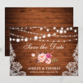Rustige Wood Licht Roze Floral sparen de Datum Save The Date (Voorkant / Achterkant)