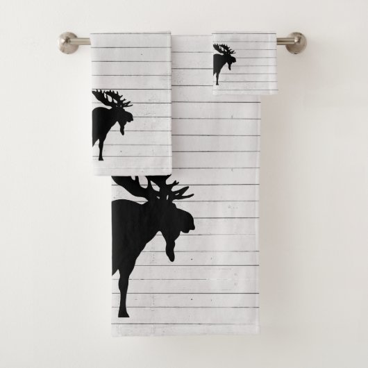Rustige Wood Moose Bath Towel Set Bad Handdoek (Insitu)