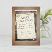 Rustige Wood oud Papierscript kerst Feestdagenkaart (Staand voorkant)