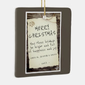Rustige Wood oud Papierscript kerst Keramisch Ornament (Rechts)