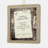Rustige Wood oud Papierscript kerst Keramisch Ornament (Links)