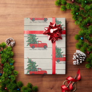 Rustige Wood  Rood Kerstmis Cadeaupapier