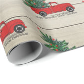 Rustige Wood  Rood Kerstmis Cadeaupapier (Rol Hoek)