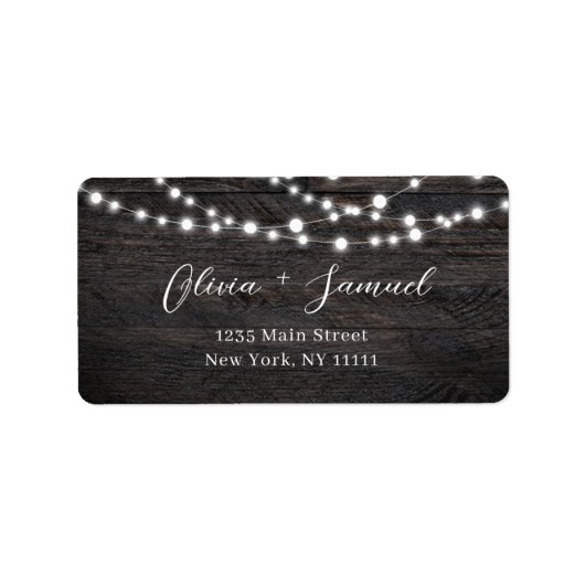 Rustige Wood String Lights Return Address Label (Voorkant)