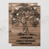 Rustige Wood String Lights & Tree Family Reunion I Kaart (Voorkant / Achterkant)