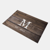 Rustige Wooden Pattern Monogram Script Name Custom Deurmat (Schuin)
