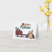 Rustige Yorkie Kerstmis Kaart (Gele Bloem)