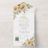 Rustige Zachte Zonnebloemen QR-code All In One Uitnodiging (Binnen)