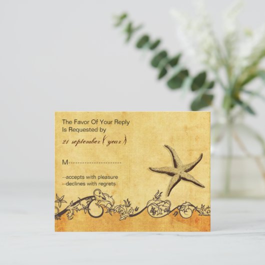 rustige , , zeesterstrand bruiloft rsvp (Staand voorkant)