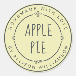 Rustige zelfgemaakte appel taart pastelgroen ronde sticker