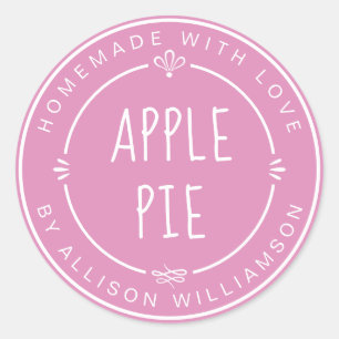 Rustige zelfgemaakte appeltaart Fuchsia Roze Ronde Sticker