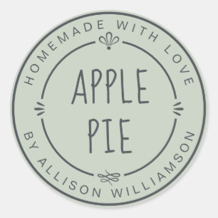 Rustige zelfgemaakte appeltaart pastelgroen ronde sticker