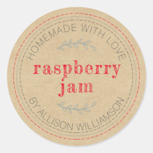 Rustige zelfgemaakte jam kraftpapier ronde sticker
