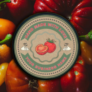 Rustige zelfgemaakte tomatensaus ambachtelijk papi ronde sticker