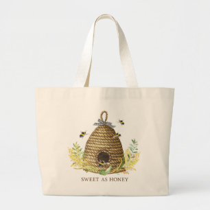 Rustige zoete honingbijenkop grote tote bag
