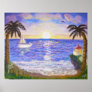 Rustige zomer aan het strand poster