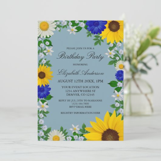Rustige zonbloem Daisy Floral Birthday Kaart (Staand voorkant)