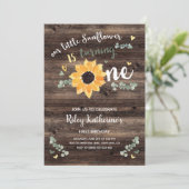 Rustige Zonnebloem 1e verjaardag Uitnodiging (Staand voorkant)