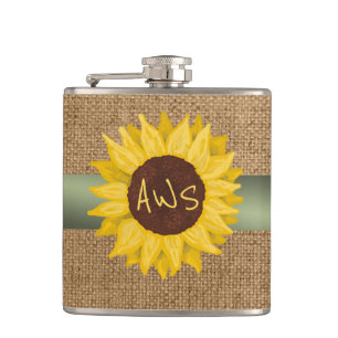 Rustige zonnebloem - aangepast monogram heupfles