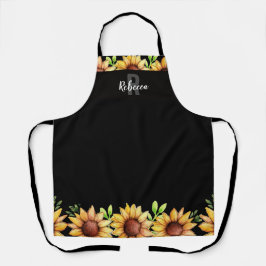 Rustige zonnebloem - aangepast monogram schort